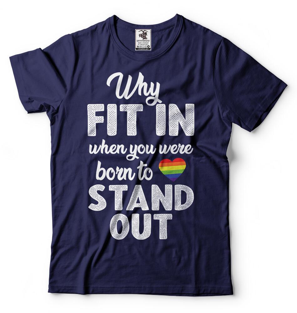 LGBT Pride Shirt Rainbow Flag Heart Gay Lesbian Transgender Stand Out Tshirt