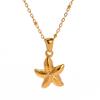 Yori Starfish Shell Pendant Necklace for Women Seaside Holiday Elegant Waterproof Stainless Steel Jewelry Gift New 2024