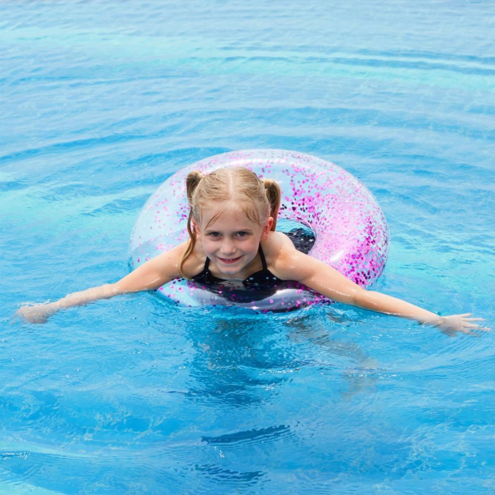 Transparent Sparkle Swim Tube with Sequins, Summer Beach Party Floatie for Water Play