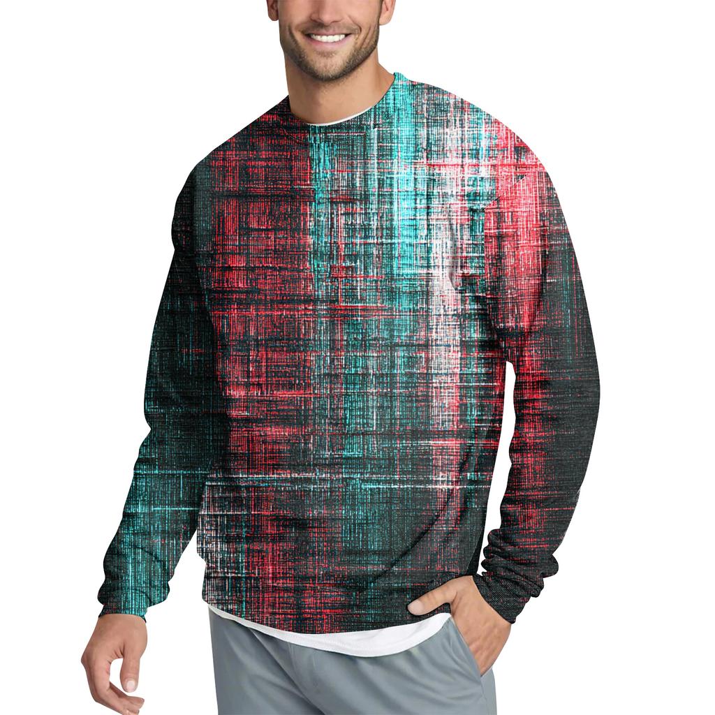 Men's Casual Fashion Printed Round Neck Pullover Sweatshirt