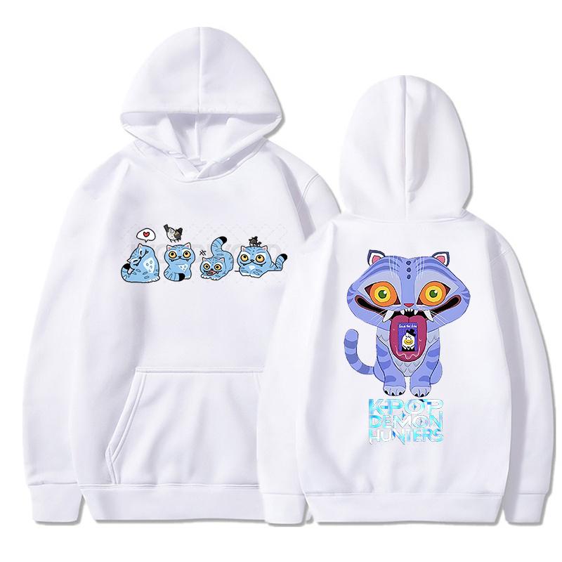 KPop Demon Hunters Tiger Pullover Hoodie for Men Women Cute Tiger Cartoon Classic Street Style Hoodies Tops