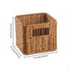 Cesto in Rattan con Apertura Superiore Manici Ritagliati Rettangolari Marrone Chiaro 35x26x18.5cm
