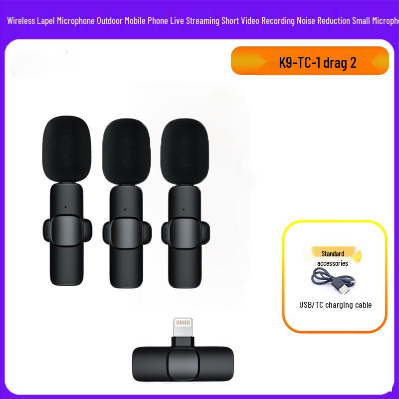 Dual Wireless Lavalier Microphone for Outdoor Live Broadcasts and Video Recording with Noise Reduction