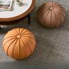 PU Leather Pouf Ottoman Cover Unstuffed Large Capacity Pumpkin Pouf Cover Round Minimalist Sofa Footstool Cover Entrance
