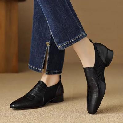 Damskie klasyczne łączenie prawdziwej skóry niskie obcasy buty retro mokasyny biuro damski casual przytulne pompy Zaptos Mujer