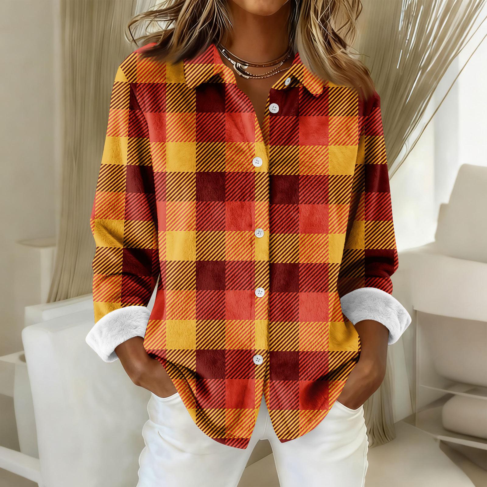 

Женская рубашка-блузка с принтом и пуговицами, длинный рукав, повседневный базовый рубашечный воротник, обычный топ XXL шафрановый