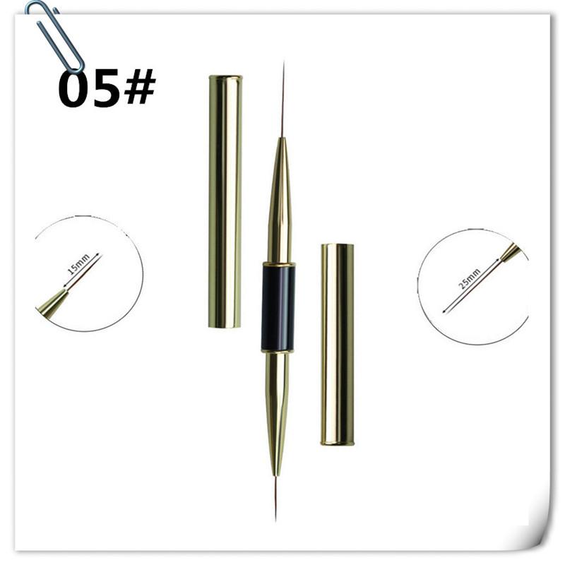 Pinceau Nail Art Double Embout Lignes Liner DIY Peinture Poudre Liquide Acrylique Gel UV Extension Constructeur Stylo de Dessin Français