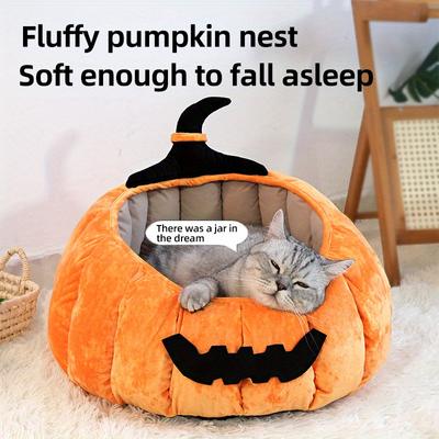 Halloween Special - Cozy Pumpkin-Shaped Pet Bed for Cats & Dogs, Thick Sponge Pet Couch Bed