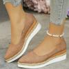 Women's Wedge Platform Shoes Comfortable Slip-On Loafers Shallow Mouth Single Shoes for Women Pointed Casual Shoes Zapatos Mujer