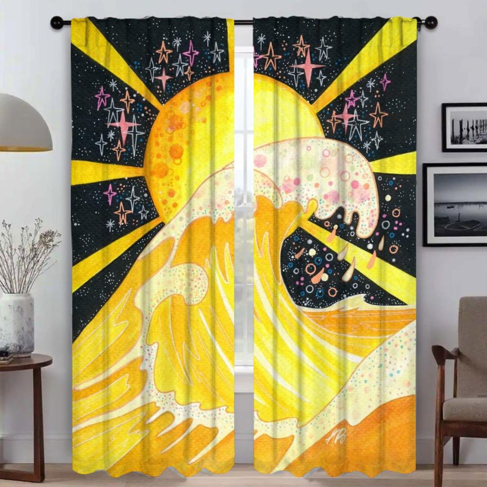

Солнце в море Хэллоуин украшения Кухня Шторы для гостиной Шторы Разделитель Тюль для спальни Домашний интерьер Шторы W50xH70cmx2pcs-CL