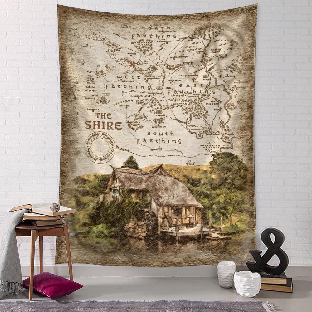 Retro Statue Map Tapestry Wall Hanging Hippie Tapiz Abstract Witchcraft Minimalist Bohemian Living Room Bedroom Home Decor
