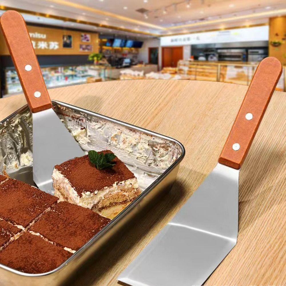 Wood Handle Pizza Shovel Stainless Steel Frying Pan Spatula Grill Scraper  Tiramisu