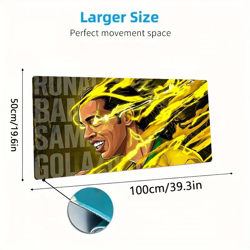 Ronaldinho Druck Kissen Rutschfest Laptop Tablet Großes Mauspadd XXL Matte Mini-PC Spielmatte Mit Verriegeltem Rand