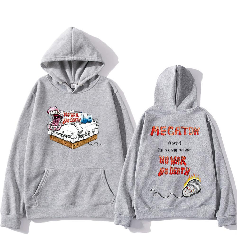 Men Clothing Sleaford Mods Megaton Hoodie No War No Death Letter Print Pullovers Punk Vintage for Women Men Sweatshirt