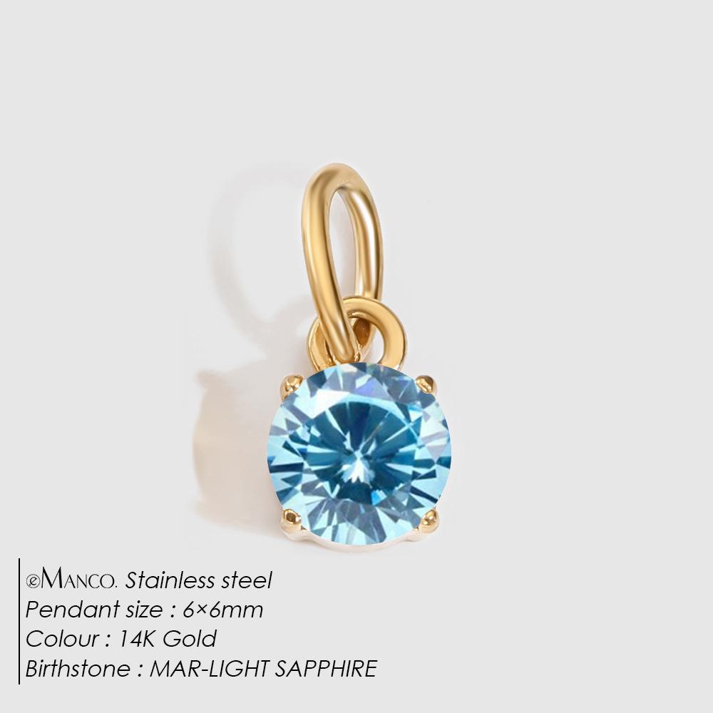 eManco DIY Jewelry Accessories: Stainless Steel Round Cubic Zirconia Pendant Necklace
