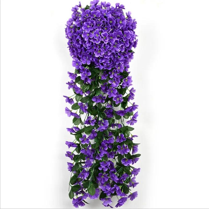 100CM Violet Artificial Flower Party Home Decoration Fake Flower Valentine Day Wall Hanging Basket Flowers Orchid Wedding Decor