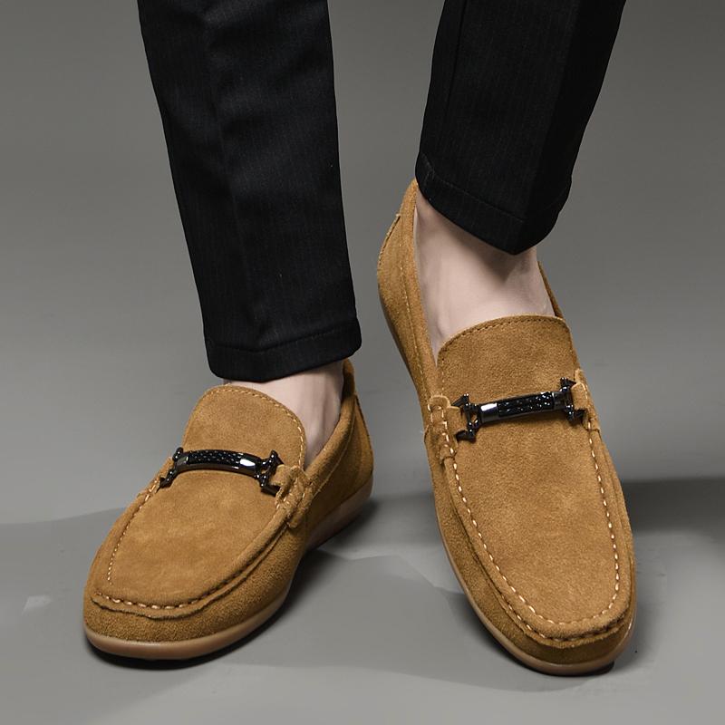 Luxury Dress Shoes for Men Comfy Handmade Boat Flats Slipon Outdoor Shoes Leisure Walk Male Moccasins Suede Leather Man Loafers