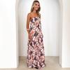 Damen Tube Top Strandkleid Blumenmuster Boho Trägerlos Maxi Sommerkleider Lässig Schulterfrei Ärmellos Hohe Taille Lange Kleider für Damen