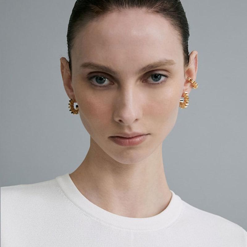 Yellow Gold Cogwheel Earrings