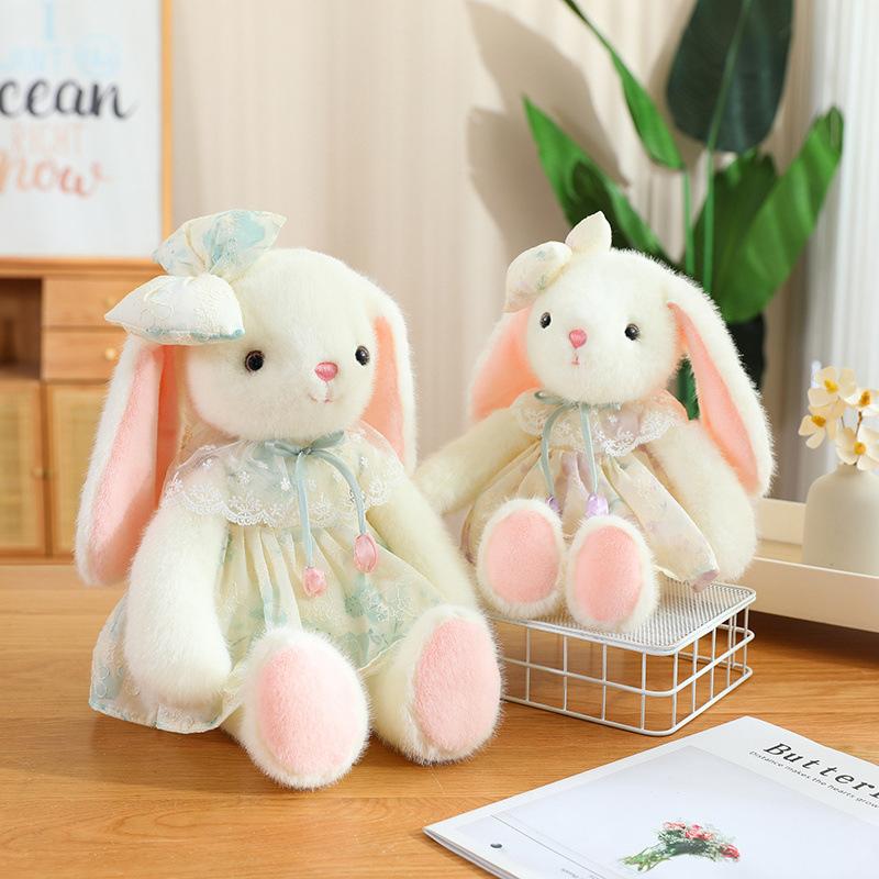 Cute Sweet Flower Skirt Little Rabbit Doll Plush Toy Dress Little White Rabbit Doll Girl Comforting Rag Doll