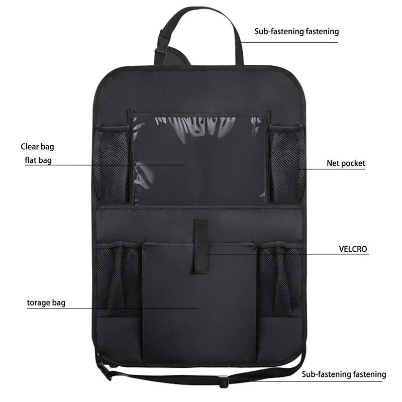 Car Back Seat Organizer Storage Bag with Foldable Table Tray Tablet Holder Tissue Box Auto Back Seat Bag Organizers Universal