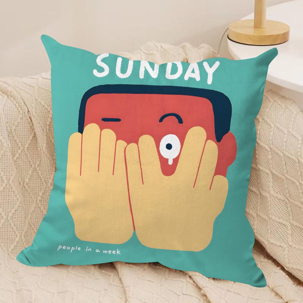 People Living in a Frame Cushion Cover Silky Short Plush Double-Sided Printed Pillow Case for Sofa All Seasons Home Decor Gift