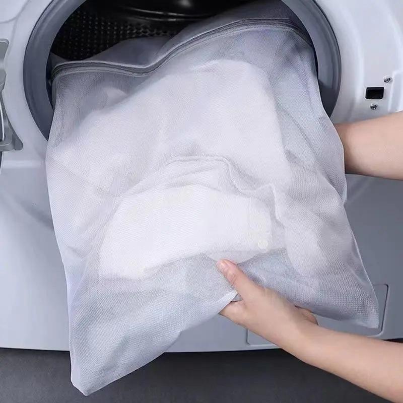 1Pc White Durable Large Washing Laundry Bag Mesh Organizer Net Dirty Bra Socks Underwear Shoe Storag Wash Machine Cover Clothes