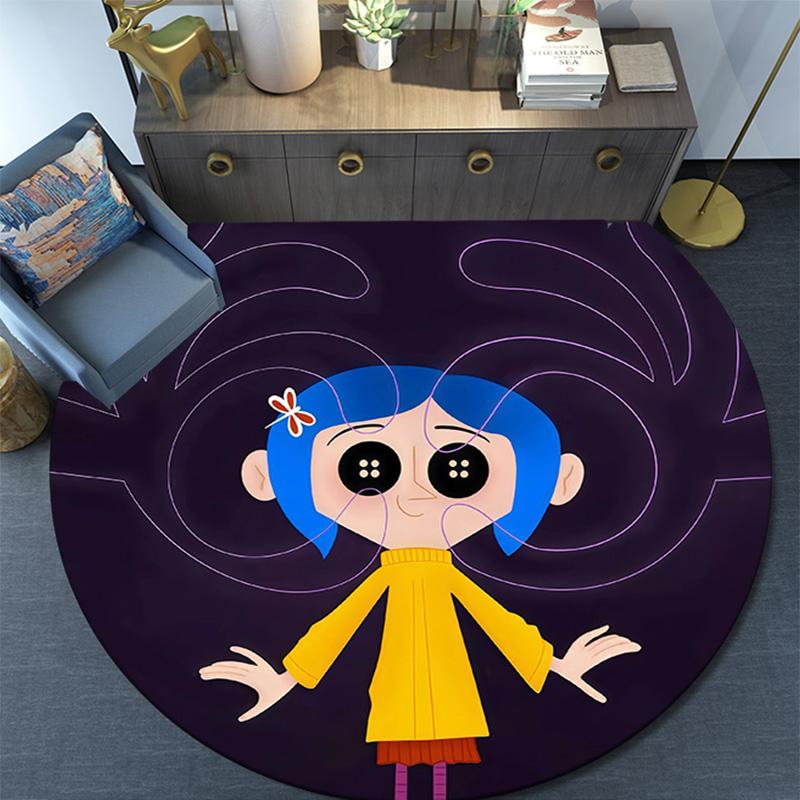 Coraline Round Area Rug,Carpet Rug for Living Room Bedroom Sofa Playroom Decor,Non-slip Floor Mat