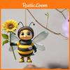 Flat Surface Acrylic Pendant With Cartoon Bee Holding Sunflower Design Decor For