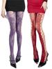 New Color Purple Winered Hollow Out Pantyhose Women'S Sexy Flower Pattern Crotchless Fishnet Stockings Party Uniform Slim Tights