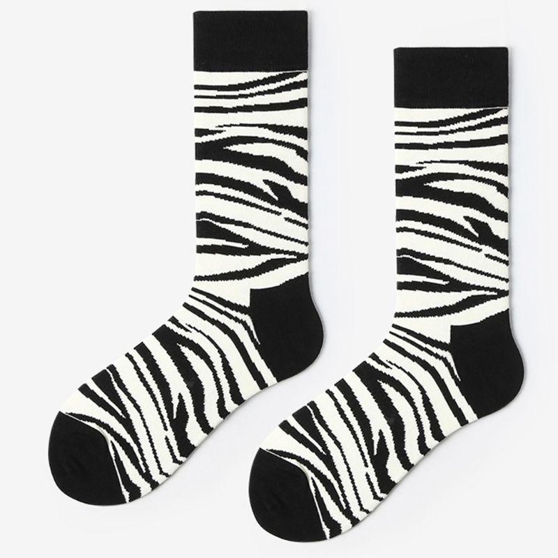 

Хип-хоп Смешные носки экипажа Черный Белый Зебра полосы скейтборд Hosiery