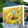 2D Verzauberter Garten Hintergrund, Schlafendes Bienenmädchen und Bunte Blumen für Party-Fotoshooting