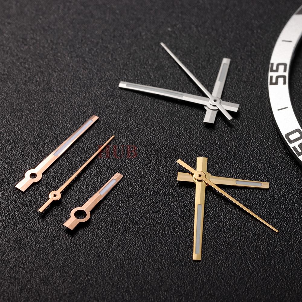 Modified Watch Hands Green Luminous Logbook Needle Silver Rose Gold Watch Needles for NH35/NH36/4R/7S Movement Watch Accessories