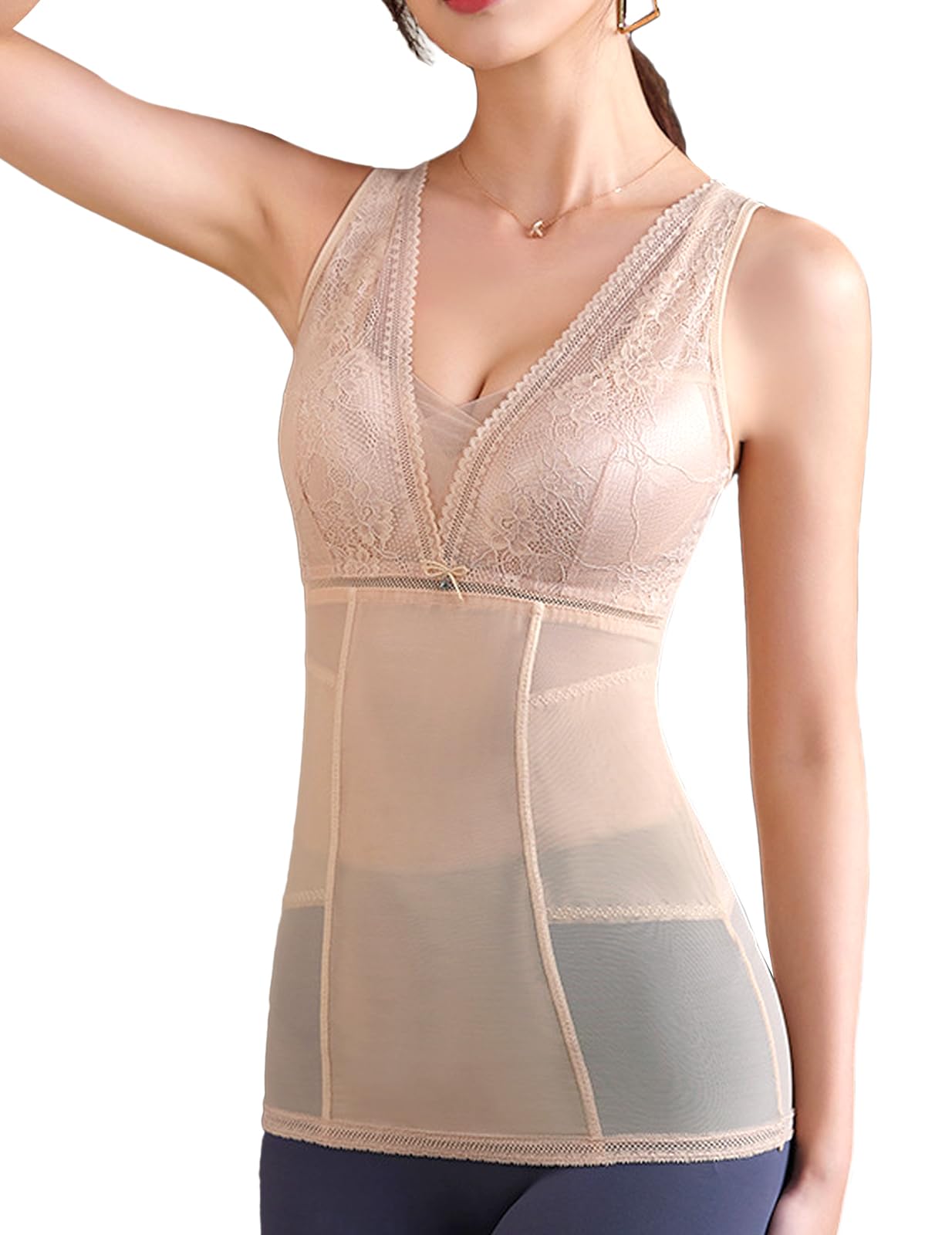 

shaping just by wearing body compression stomach compression tank waist L [Ranmy Stage] [Body it!] Shapewear, shaper, innerwear, tightening, top, бежевий