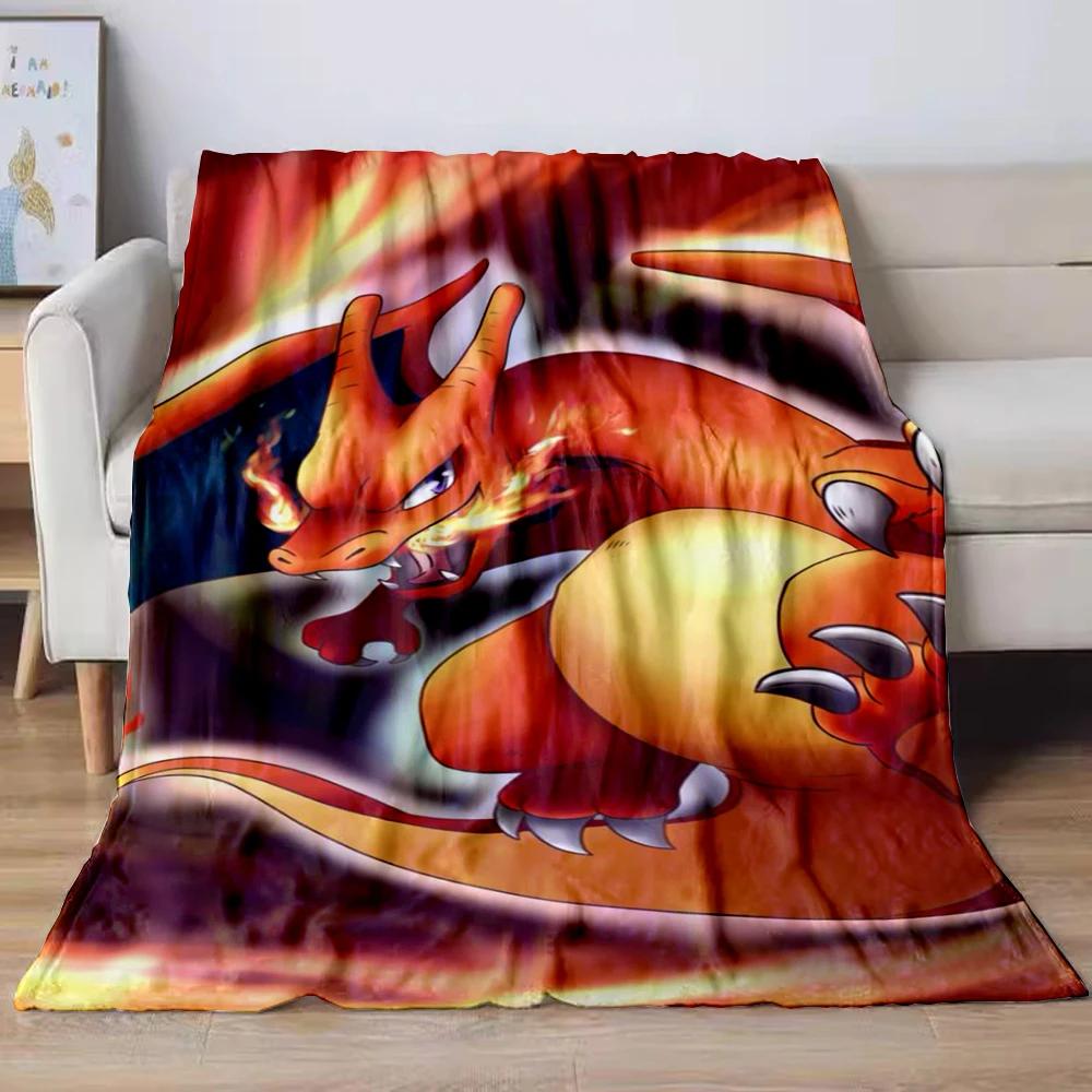 31 Style Anime Pokémon Charizard Cartoon Flannel Blanket for Sofa Home Sofa Student Blankets Children Student Nap Girl Kids Gift