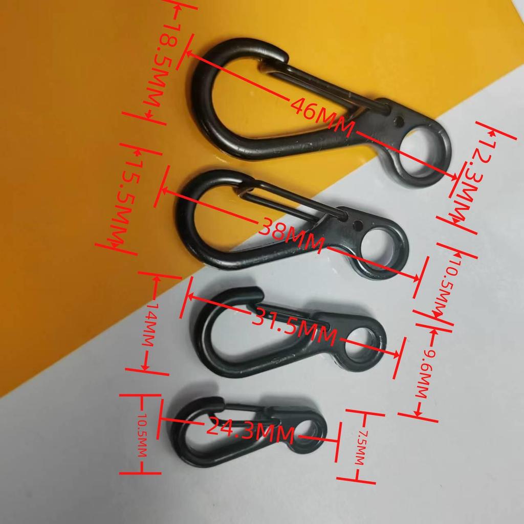 Zinc Alloy Double-Headed Keyring with Black S-Shaped Climbing Buckle and Hook