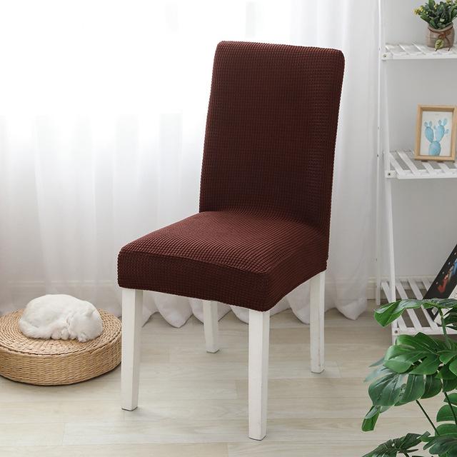 Solid Color Dining Chair Cover Jacquard Spandex Slipcover Protector Stretch Case for Kitchen Chair Seat Hotel Banquet Elastic
