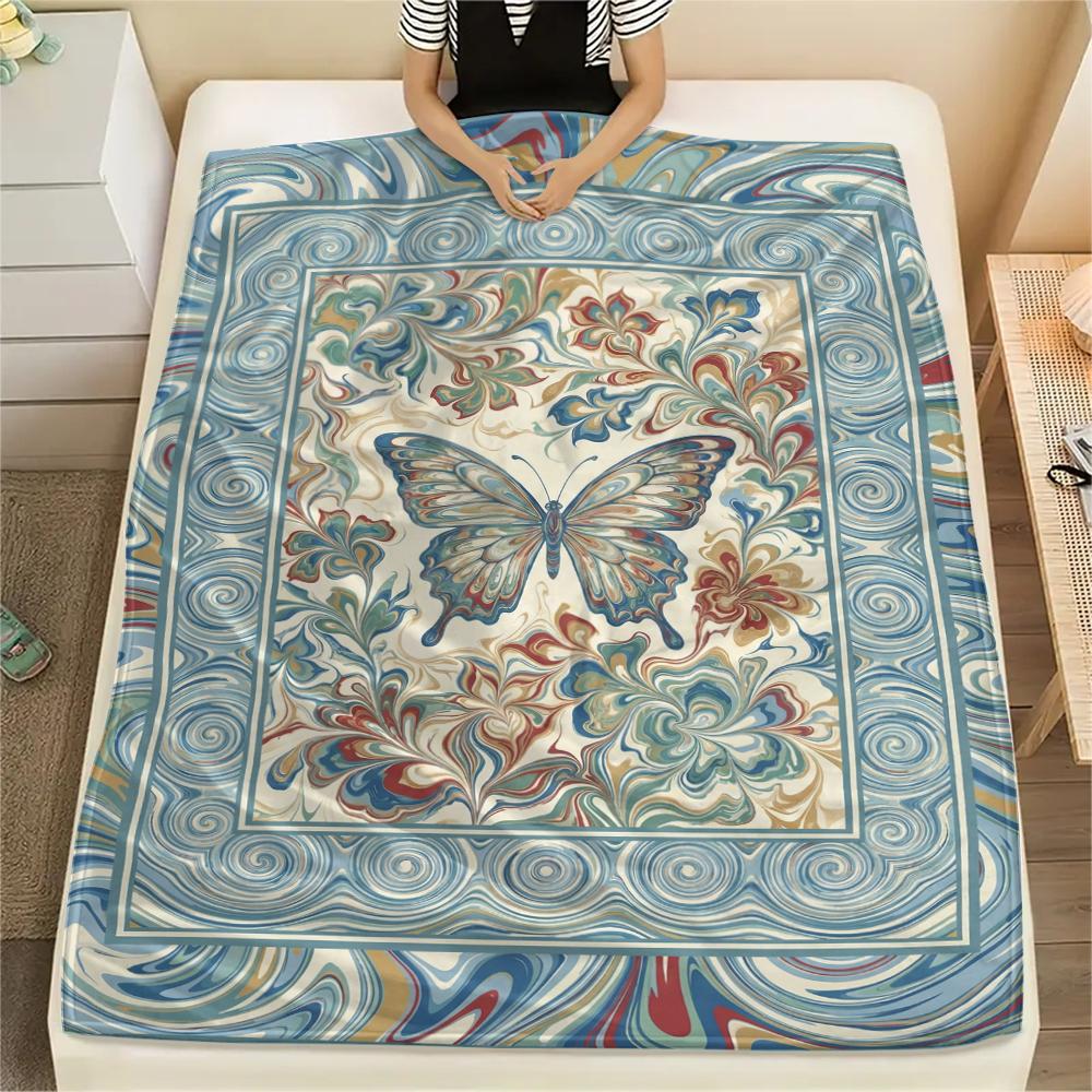 

Butterfly Decoration Print Flannel Blanket, High quality Comfortable for All Seasons, Home Decor, Warmth and Comfort, Perfect for Christmas Gifts20 80cm x 120cm