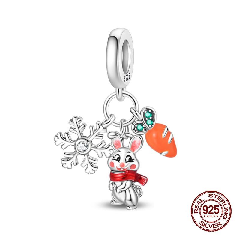 Winter Charms Copper Elk Bear Santa Claus Charms Beads Fit Original Bracelets For Women Diy Festival Jewelry Gifts