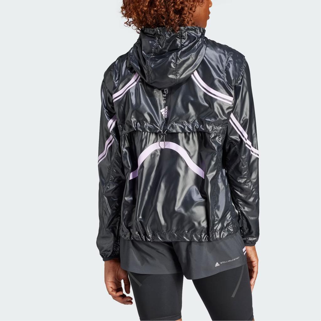 Adidas X Stella McCartney Letter Logo Print Zip-Up Hooded Jacket Women Jacket Black White IN5041