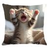 1pc Cute and Playful Kitten Pattern Printed Pillowcase, Polyester Short Plush Zippered Pillow Cover, Single-Sided Print, Machine Washable, 45.72x45.72