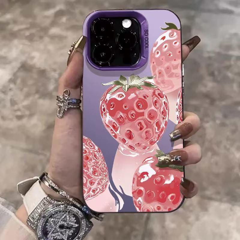 The new crystal strawberry is suitable for iphone16 mobile phone case Apple 15promax/1413pro/12/11.