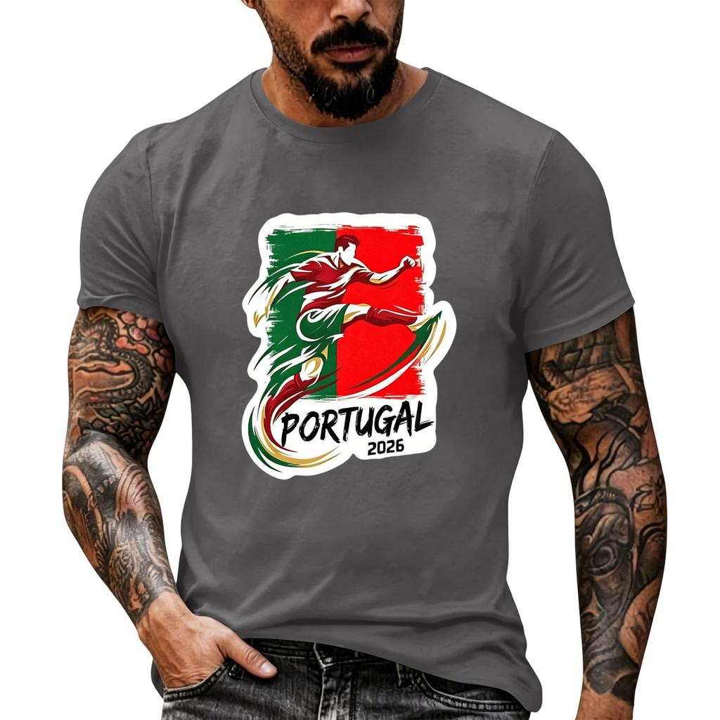 Men's Short Sleeve Crew Neck T-Shirt Soccer Graphic Print Casual Fit Lightweight Soft Fabric Comfortable Wear
