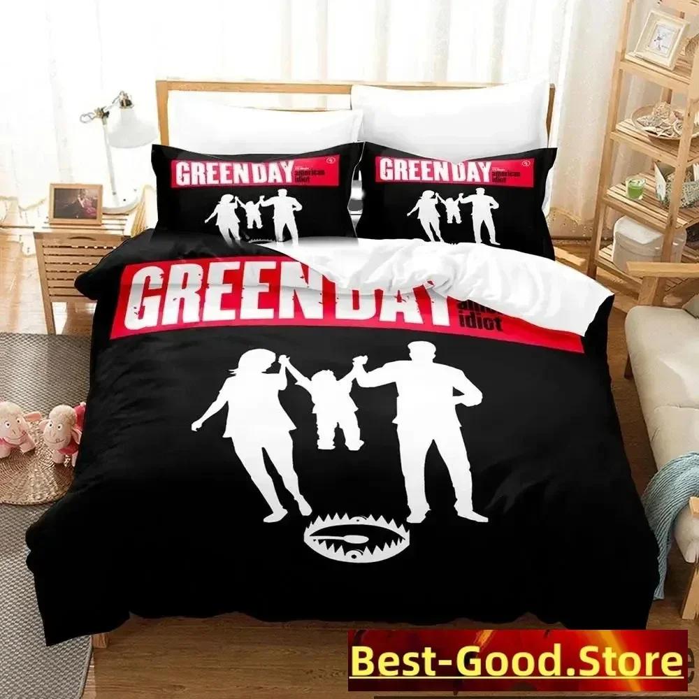 3D Tisk American Idiot Green Day Tištěná Ložní Sada Povlak na Přikrývku Povlak na Polštář Ložní Sada Ložní Prádlo Prostěradlo Přikrývka Plná Velikost Queen