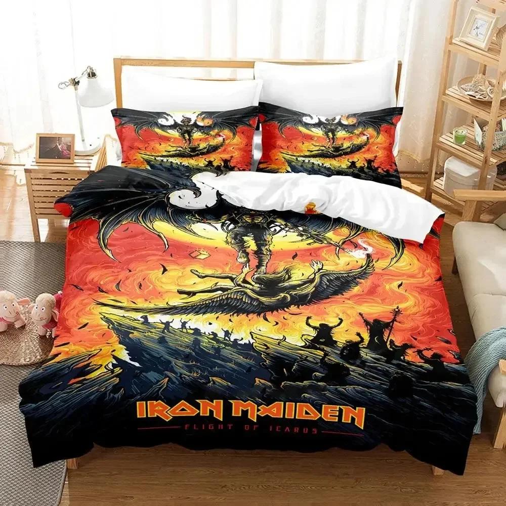 Iron Heavy Metal Maidens Bedding Set Duvet Cover Bed Set Quilt Cover Pillowcase Comforter king Queen Size Boys Adult Bedding Set