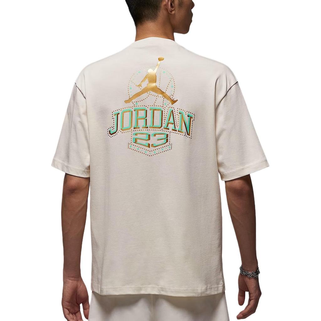 Jordan T Shirts Men's Pearl Gray Crew Neck Moderate IM3354-047