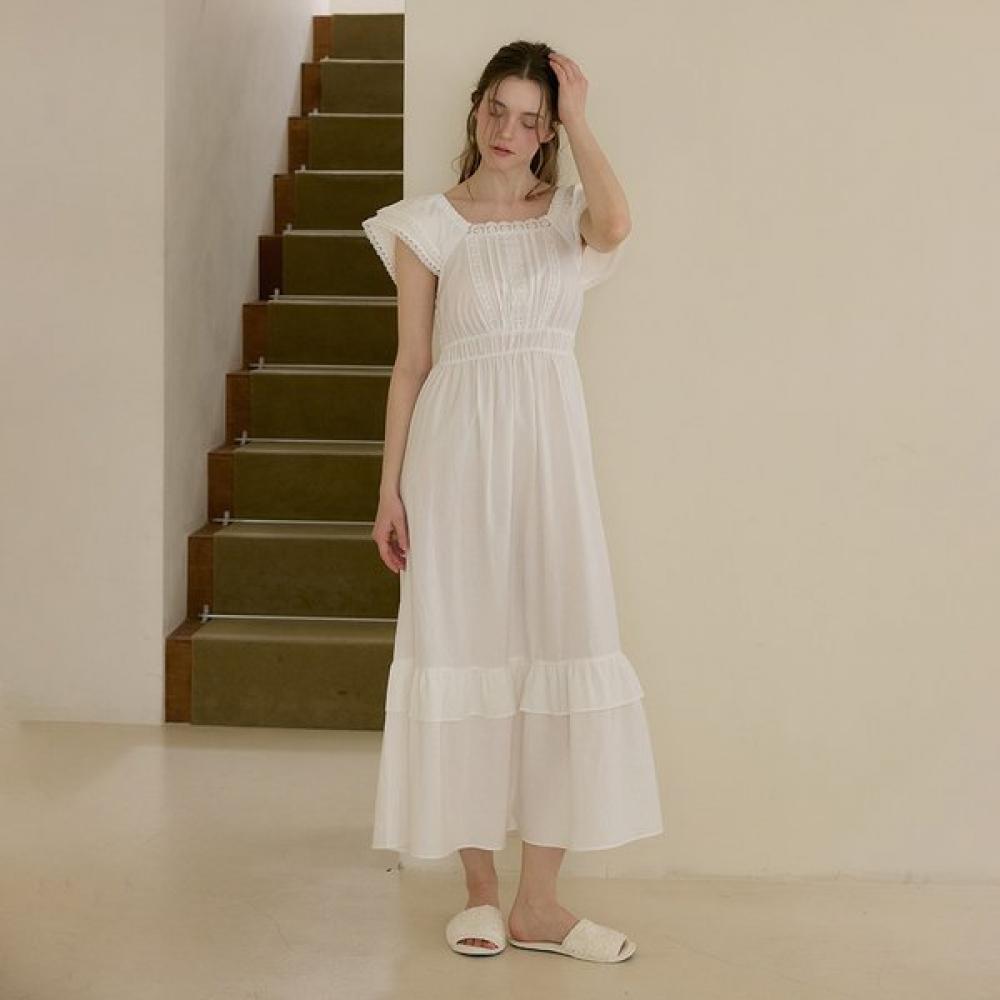 Lunaluz Women Marsh Cotton Square Neck Sleeveless Dress Pajamas