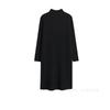 Women's Black High-Neck Petite Wool Knit Dress - 2025 New Autumn/Winter Collection