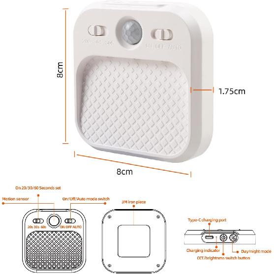 Led Night Light with Motion Detector 2 Pack, Cabinet Light Dimmable with Timer Function, Staircase Lighting 3 Color Temperature 3000/4500/6000K,