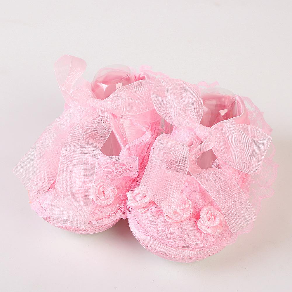Scarpine Morbide per Neonato Principessa Primi Passi Bambina Pizzo Antiscivolo per Festa Matrimonio Toddler Culla Cotone Prewalker 0-18M